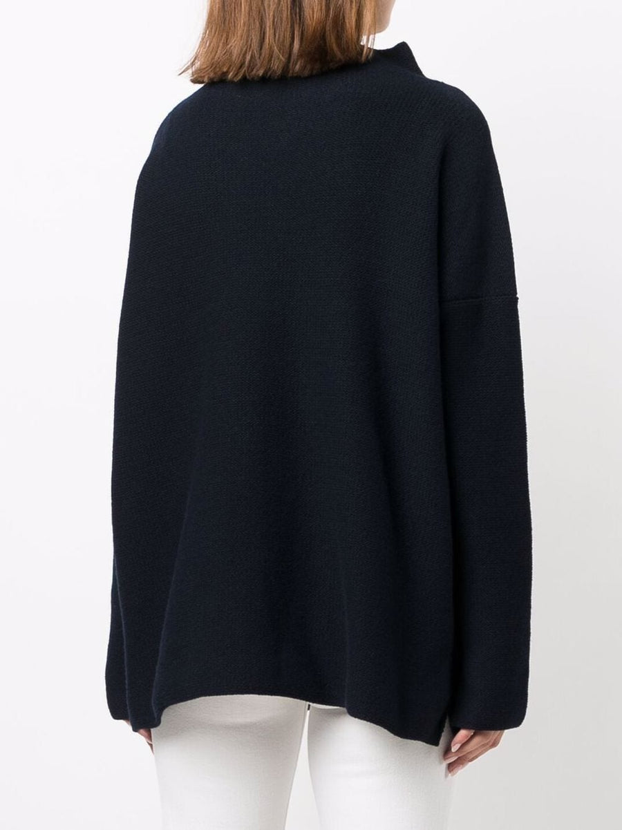Daniela Gregis Wool Mock Neck Sweater for Women Luxury Longline Knit Layering Essential