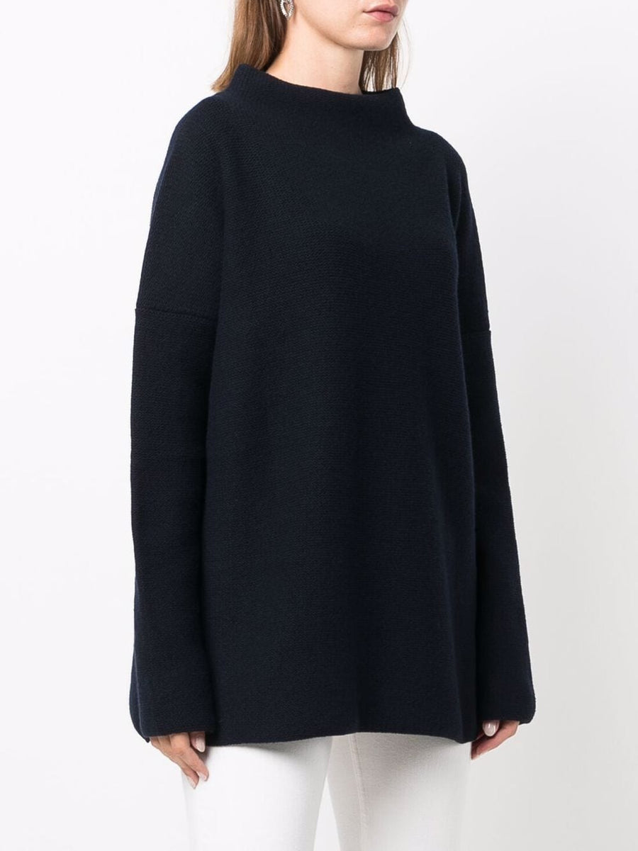 Daniela Gregis Wool Mock Neck Sweater for Women Luxury Longline Knit Layering Essential