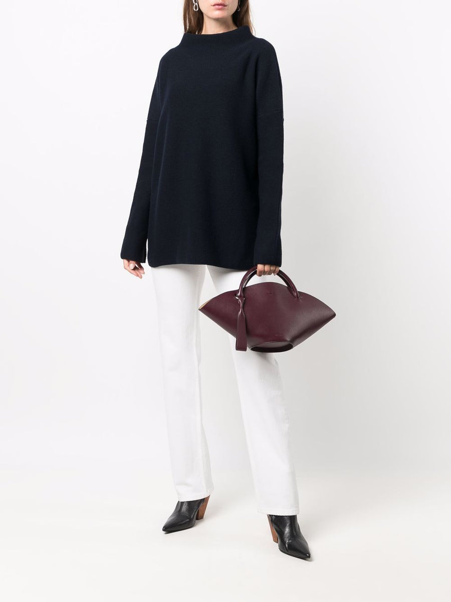 Daniela Gregis Wool Mock Neck Sweater for Women Luxury Longline Knit Layering Essential