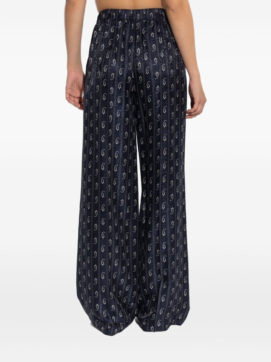 Tory Burch Jacquard Silk Trousers For Women Navy Paisley Print Elegant Everyday Comfort