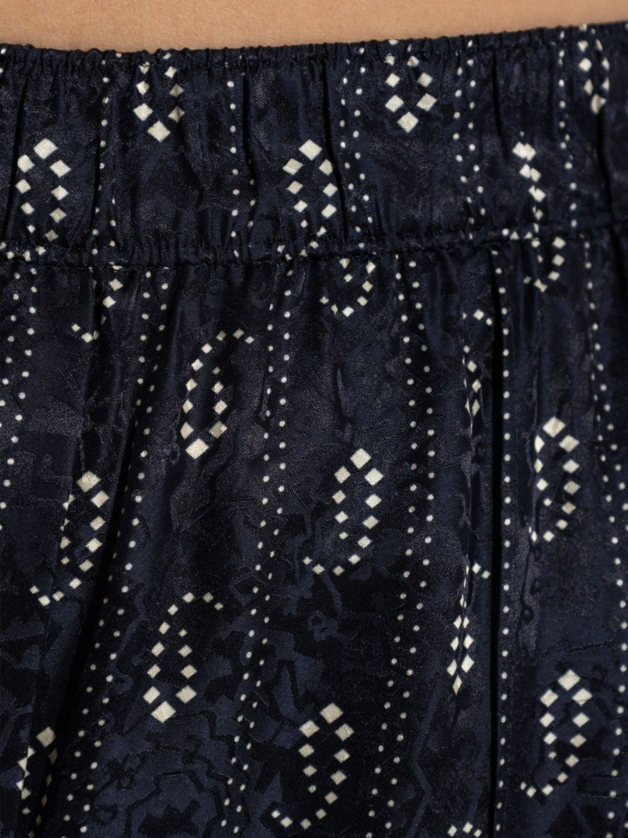 Tory Burch Jacquard Silk Trousers For Women Navy Paisley Print Elegant Everyday Comfort