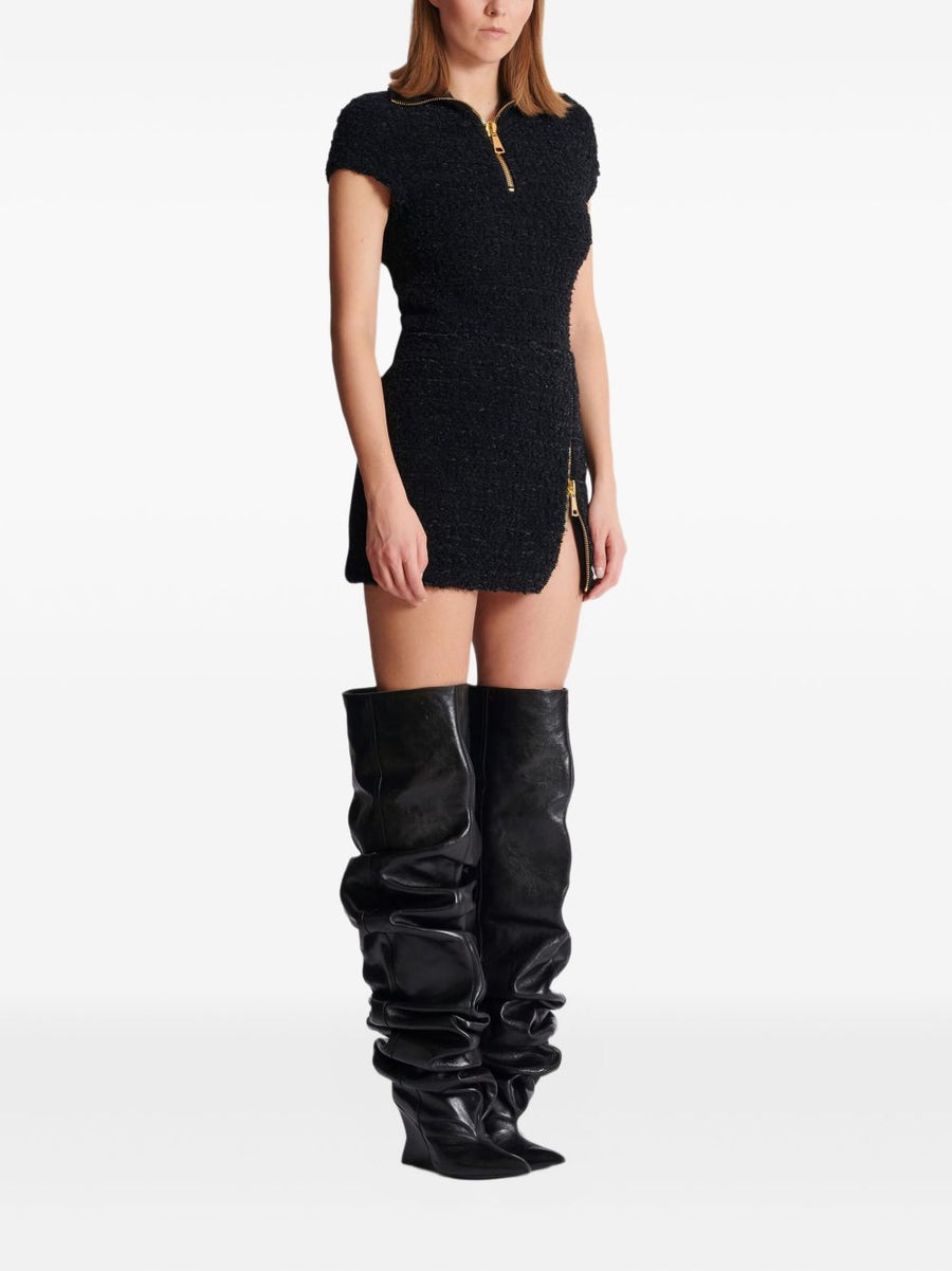 Balmain Tweed Skirt With Side Zip For Women Luxurious Short Mini Black Fall Winter 2025 Collection