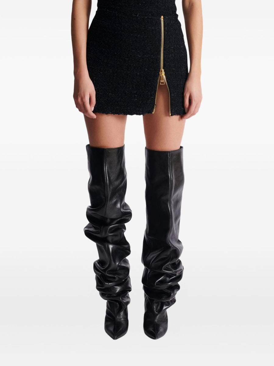 Balmain Tweed Skirt With Side Zip For Women Luxurious Short Mini Black Fall Winter 2025 Collection