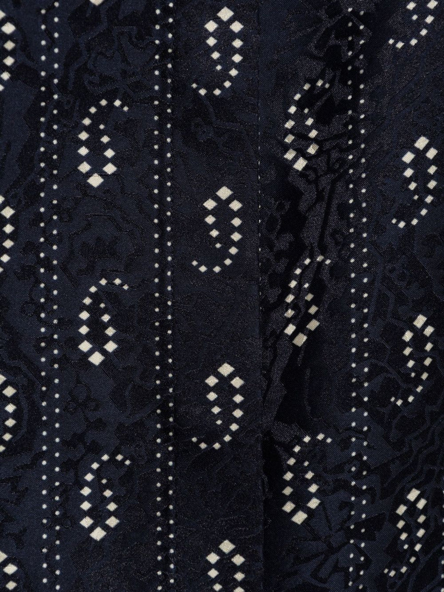 Tory Burch Jacquard Viscose Shirt Paisley Navy For Women Mandarin Collar Everyday Workwear