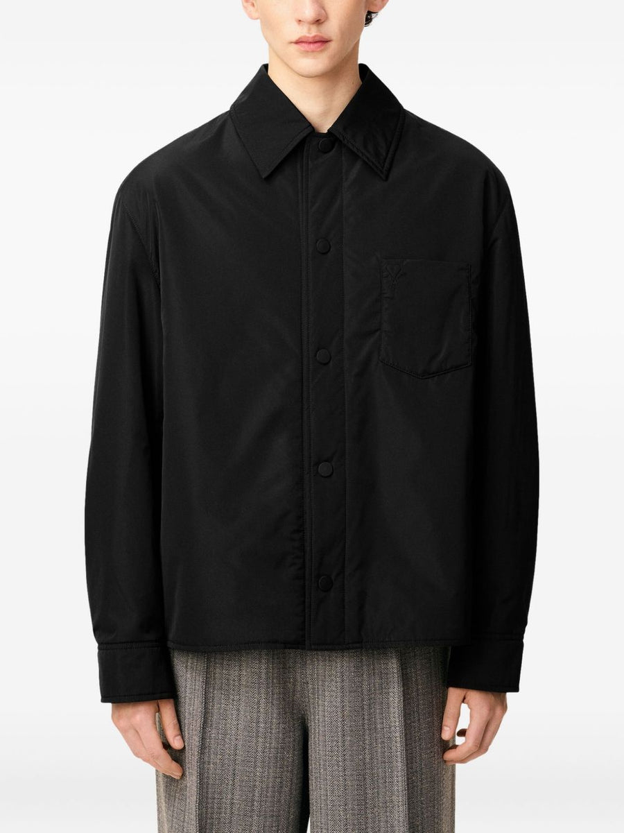 Ami Paris Nylon Overshirt Black Padded Jacket Style For Men Fall Winter 2025 Versatile Layer