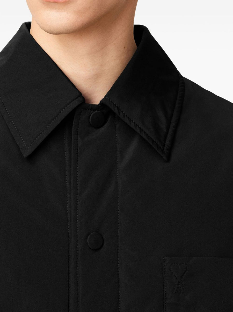 Ami Paris Nylon Overshirt Black Padded Jacket Style For Men Fall Winter 2025 Versatile Layer