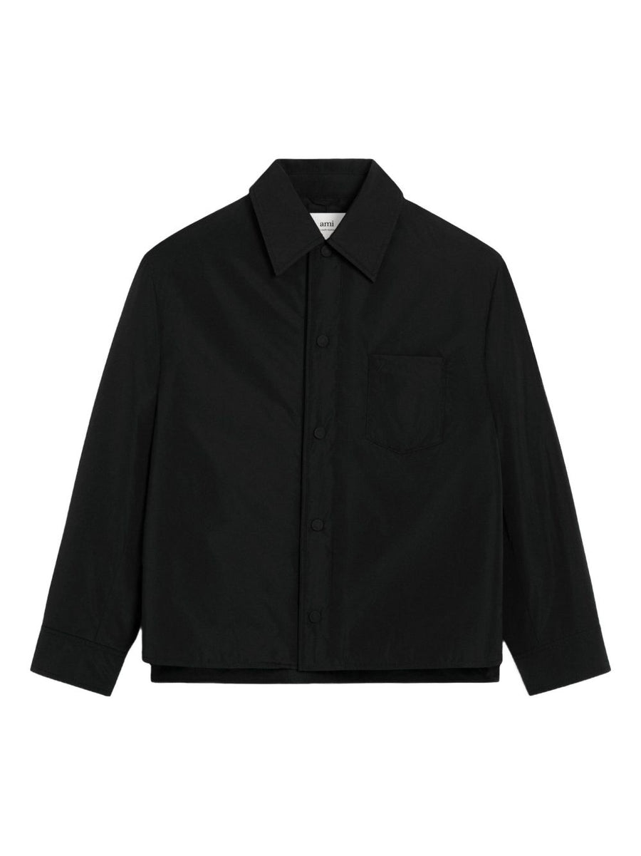 Ami Paris Nylon Overshirt Black Padded Jacket Style For Men Fall Winter 2025 Versatile Layer
