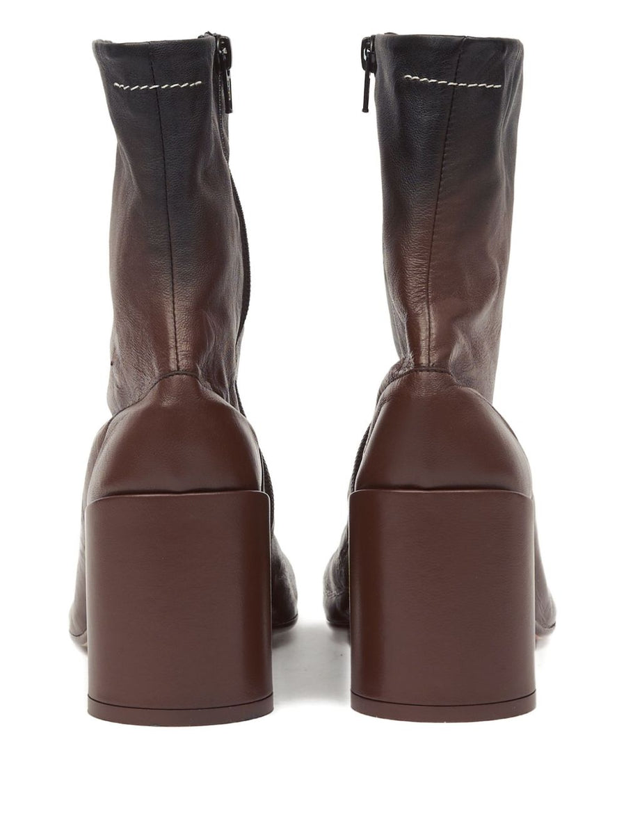 MM6 Maison Margiela 90mm Leather Ankle Boots Tabi Toe For Women Luxury City Style