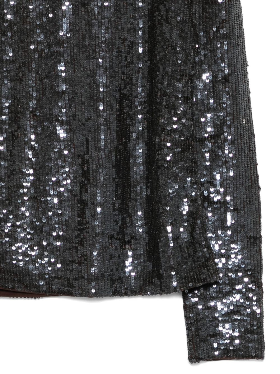 P.A.R.O.S.H. Sequined Top For Women Luxurious Festive Shine With Silver Sequins For Evening Parties