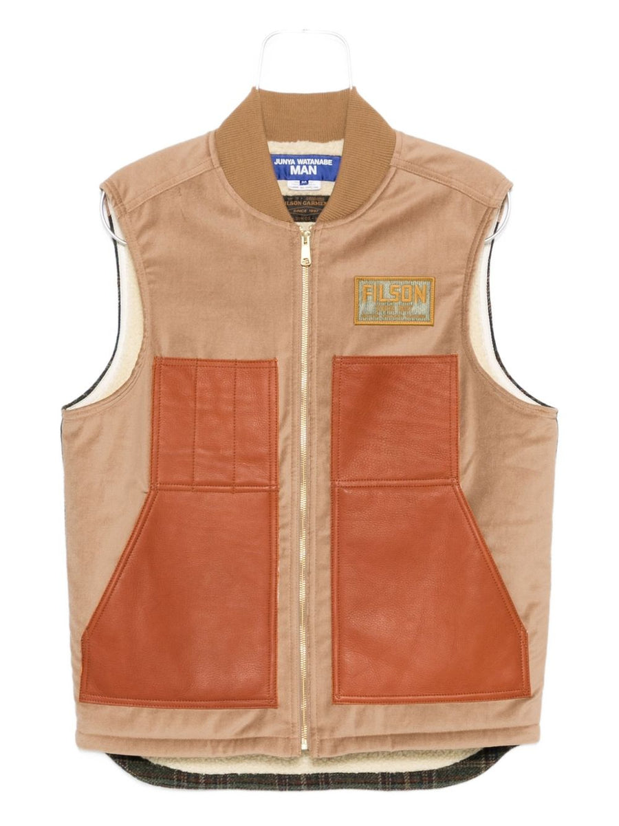 Junya Watanabe X Filson Leather Panels Vest For Men Modern Rugged Layer Zip Closure Fall Winter 2025