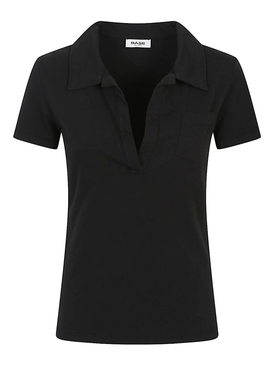 Base Womens Stretch Cotton Polo Shirt With Patch Pocket Versatile Everyday Top Essential