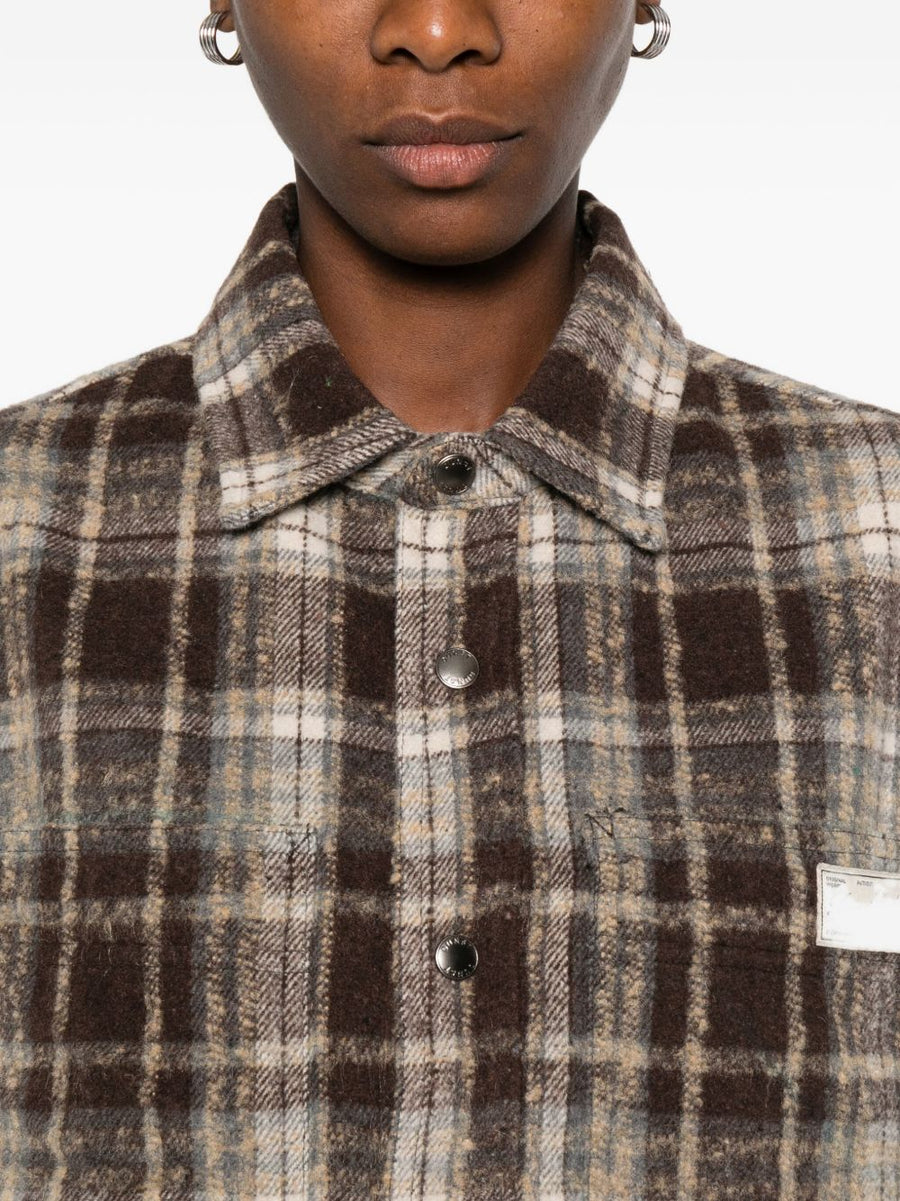 Dunst Flannel Shirt For Women Warm Cozy Winter Layer Brown Checkered Front Button Pockets Premium