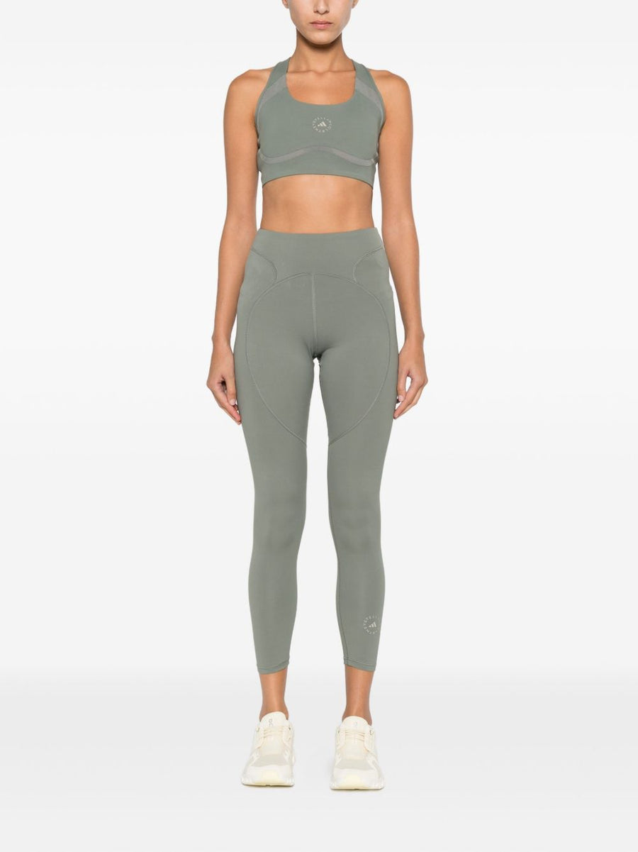 Adidas By Stella McCartney Logo Leggings High Waist Sage Green Circular Panel Detail Women Athleisure