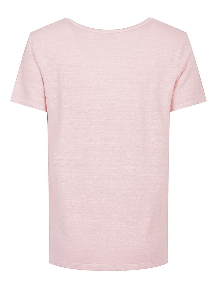 Base Linen T Shirt Pink For Women Breathable Everyday Comfort With Patch Pocket