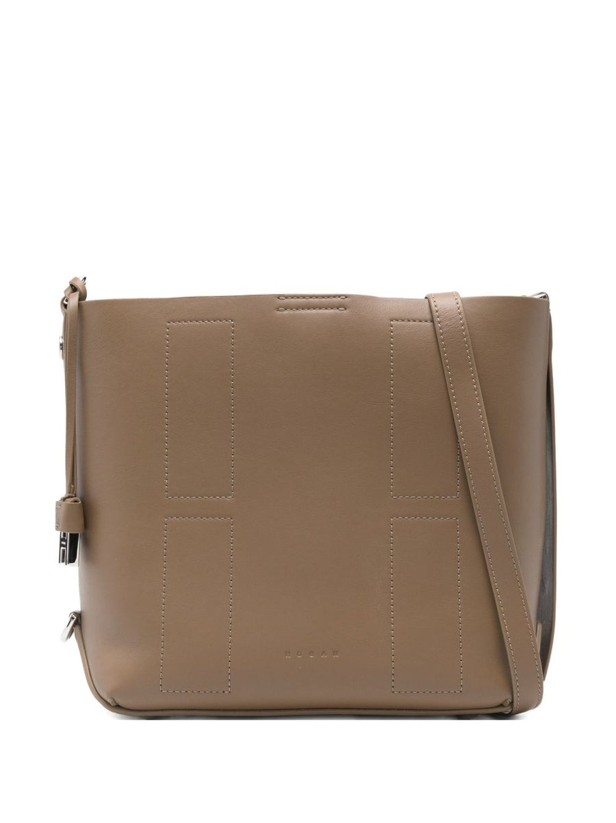 Hogan Pre Hocket Small Leather Hobo Bag For Women Compact Refined Design With Detachable Strap And Magnetic Closure