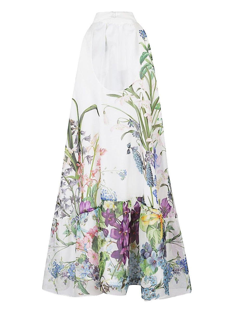 St Piece Of London Bonnie Printed Silk Dress For Women High Neck Floral Resort Wear White