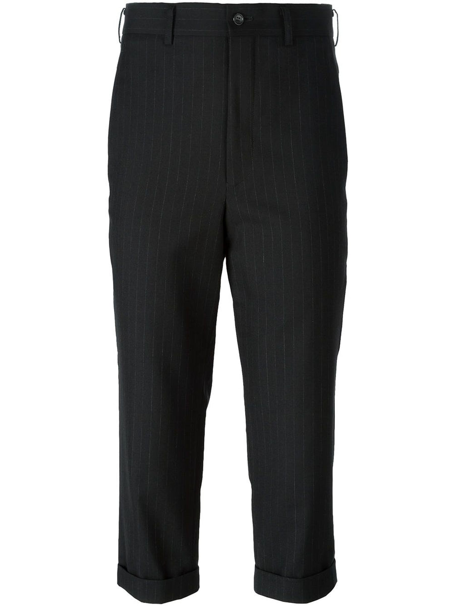 Comme Comme Wide Leg Wool Pinstripe Trousers For Women Cropped With Structured Yet Relaxed Fit