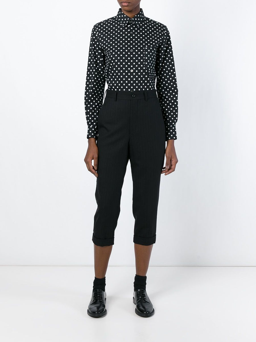 Comme Comme Wide Leg Wool Pinstripe Trousers For Women Cropped With Structured Yet Relaxed Fit