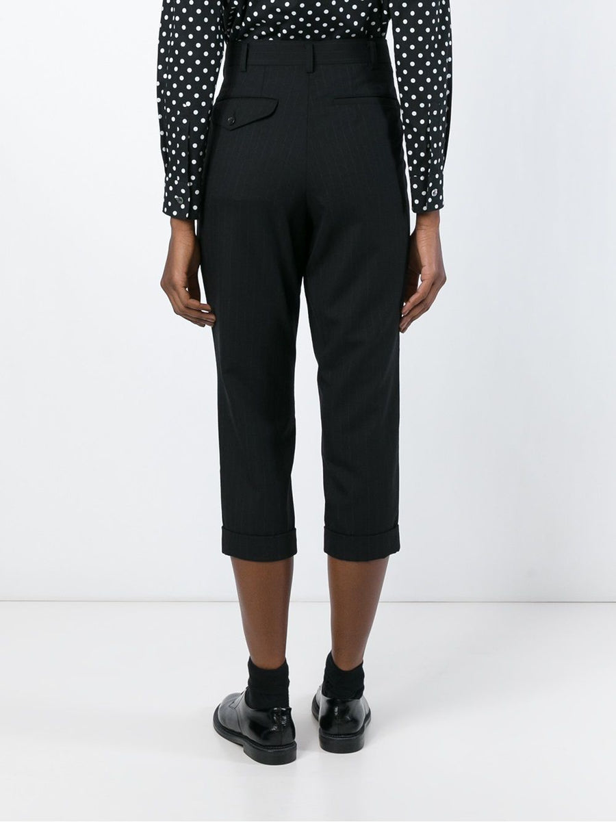 Comme Comme Wide Leg Wool Pinstripe Trousers For Women Cropped With Structured Yet Relaxed Fit