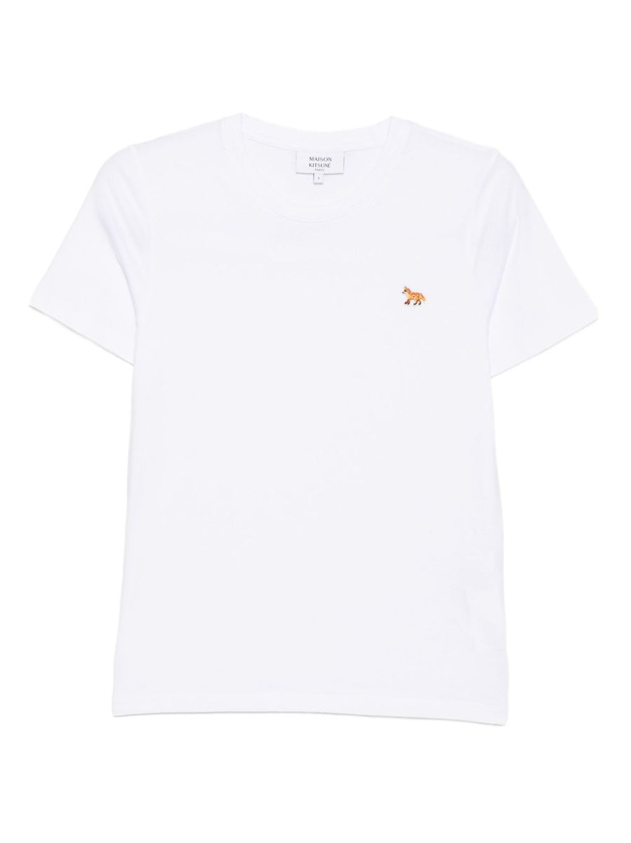 Maison Kitsuné Embroidered T Shirt For Women Baby Fox White Cotton Refined Everyday Top