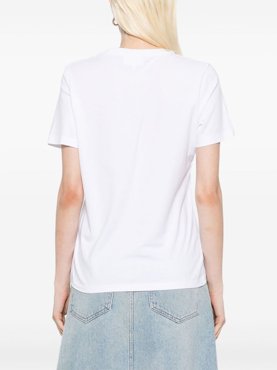 Maison Kitsuné Embroidered T Shirt For Women Baby Fox White Cotton Refined Everyday Top