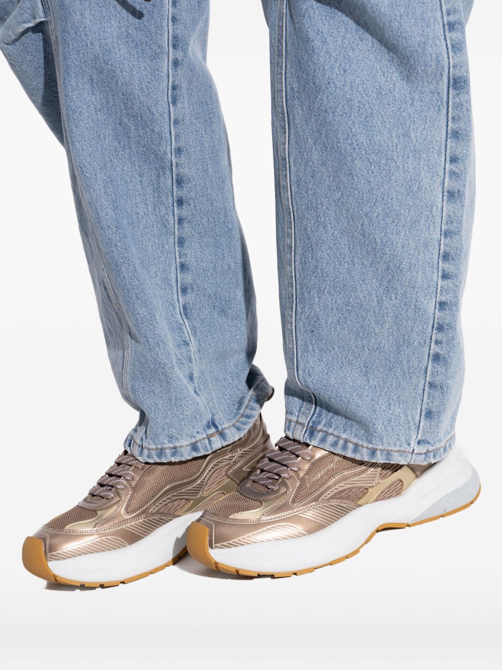 EMPORIO ARMANI EXCLUSIVE Mesh sneakers with laminated details and signature logo
