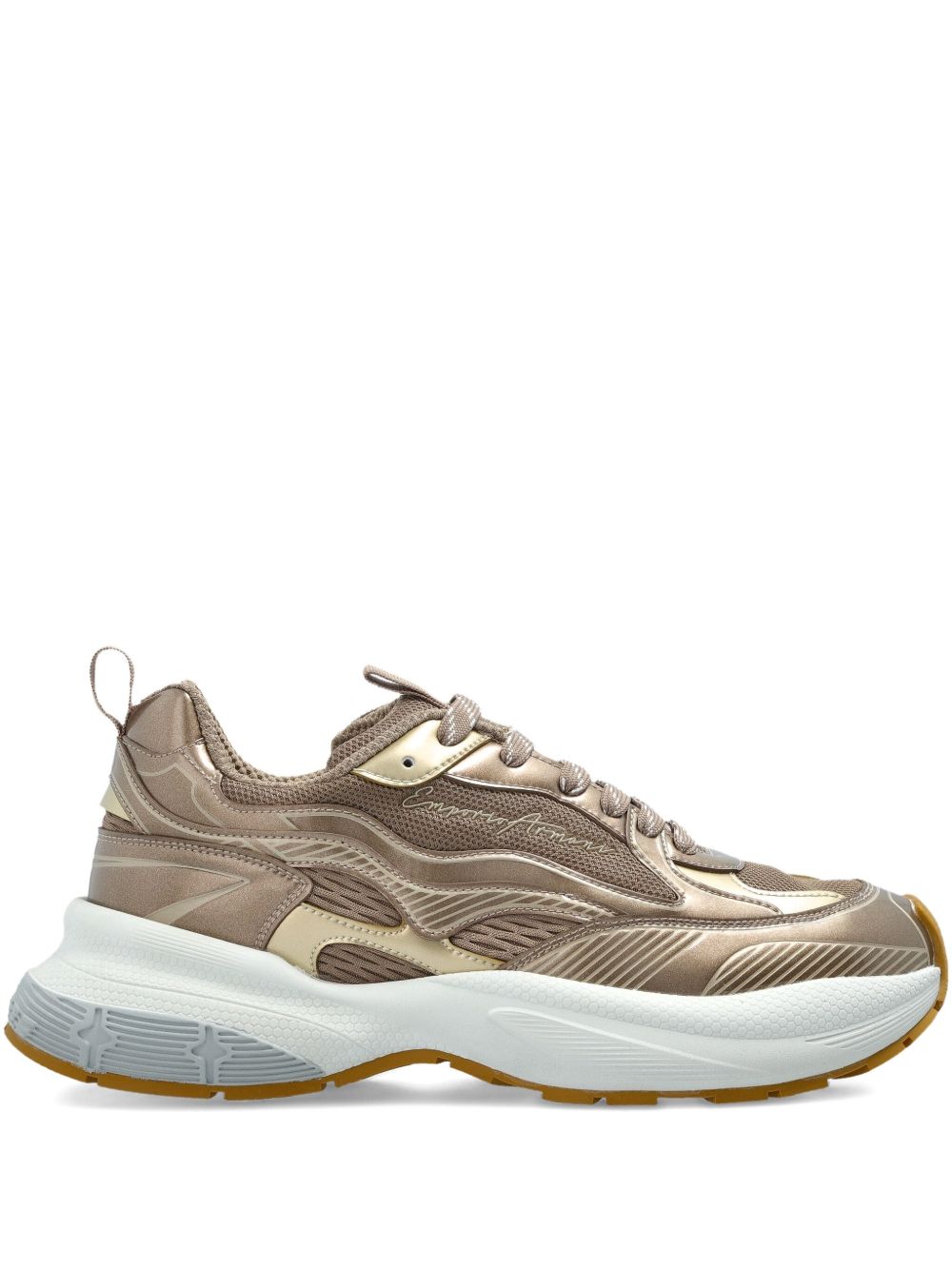 EMPORIO ARMANI EXCLUSIVE Mesh sneakers with laminated details and signature logo