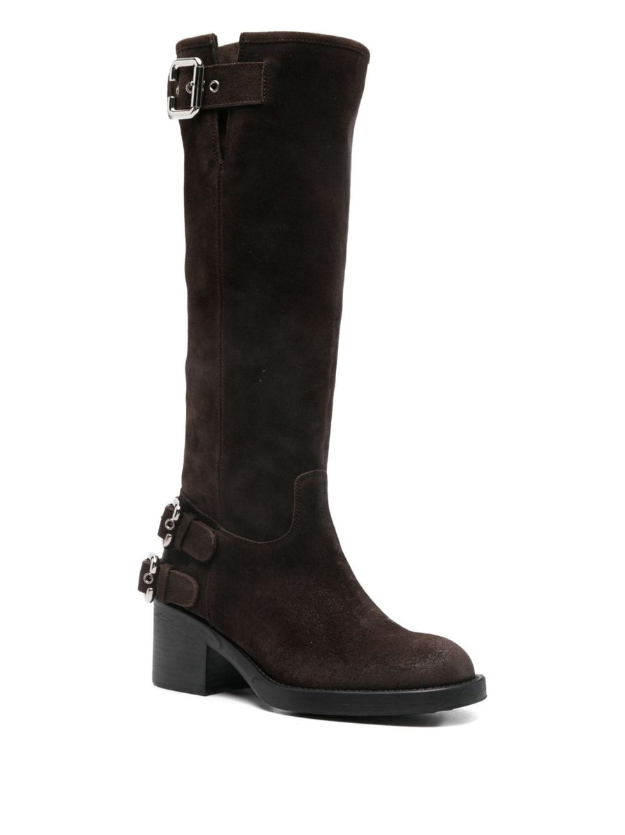 Chloé Dakota Knee High Boot For Women Luxury Leather Versatile Fall Winter Buckled Dress Boots