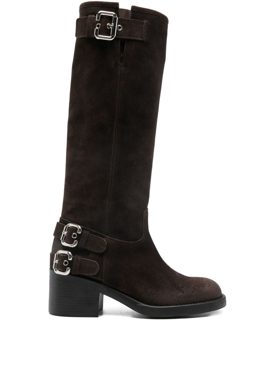 Chloé Dakota Knee High Boot For Women Luxury Leather Versatile Fall Winter Buckled Dress Boots