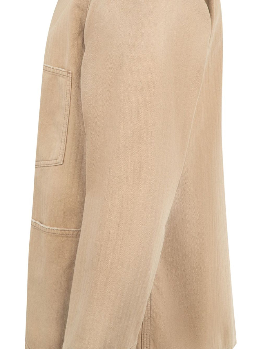 Maison Margiela Herringbone Shirt Jacket For Men Lightweight Versatile Cotton Outer Layer Beige