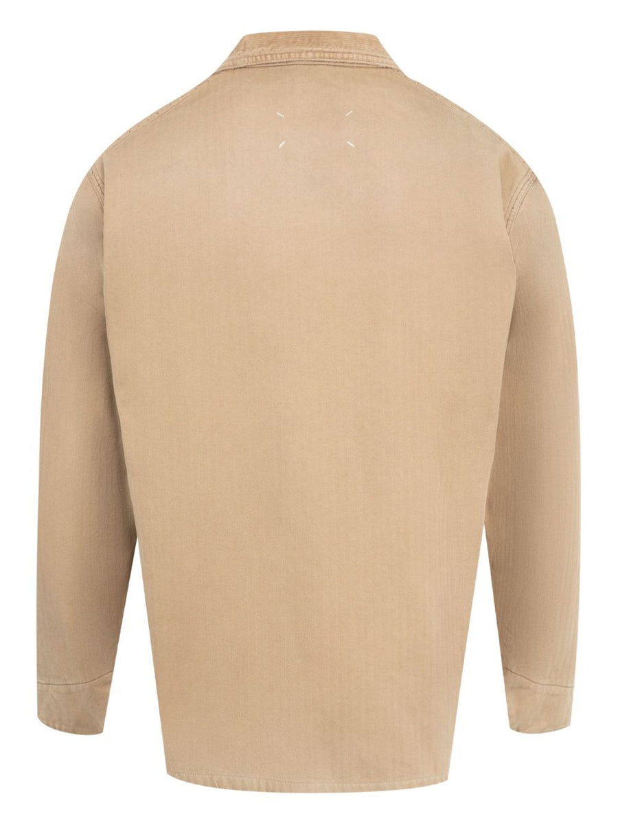 Maison Margiela Herringbone Shirt Jacket For Men Lightweight Versatile Cotton Outer Layer Beige