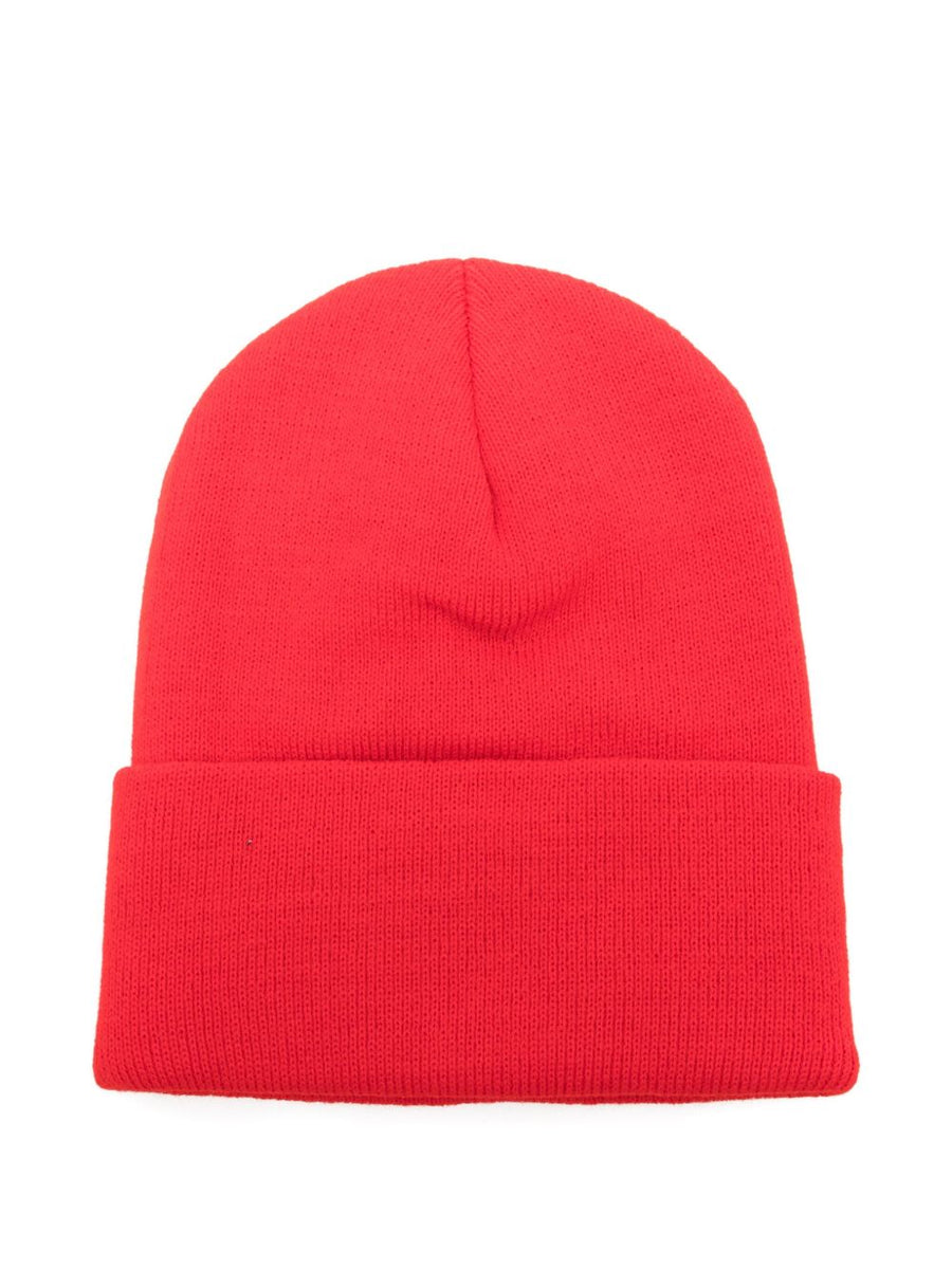 Filson Ballard Watch Cap For Men Red Ribbed Knit With Cuffed Brim Logo Patch Premium Warmth