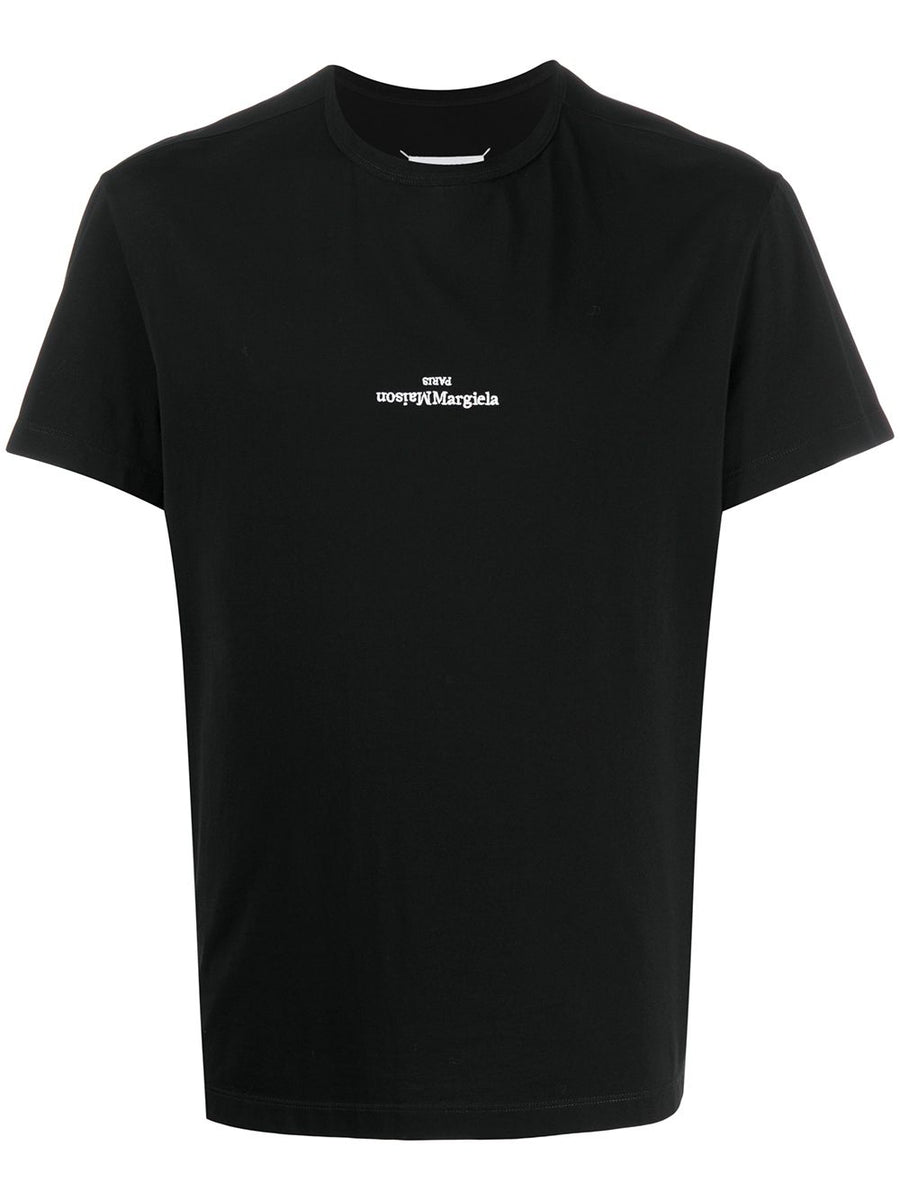 Maison Margiela Distorted Logo Cotton T Shirt For Men Premium Luxury Front Embroidery Everyday Casual