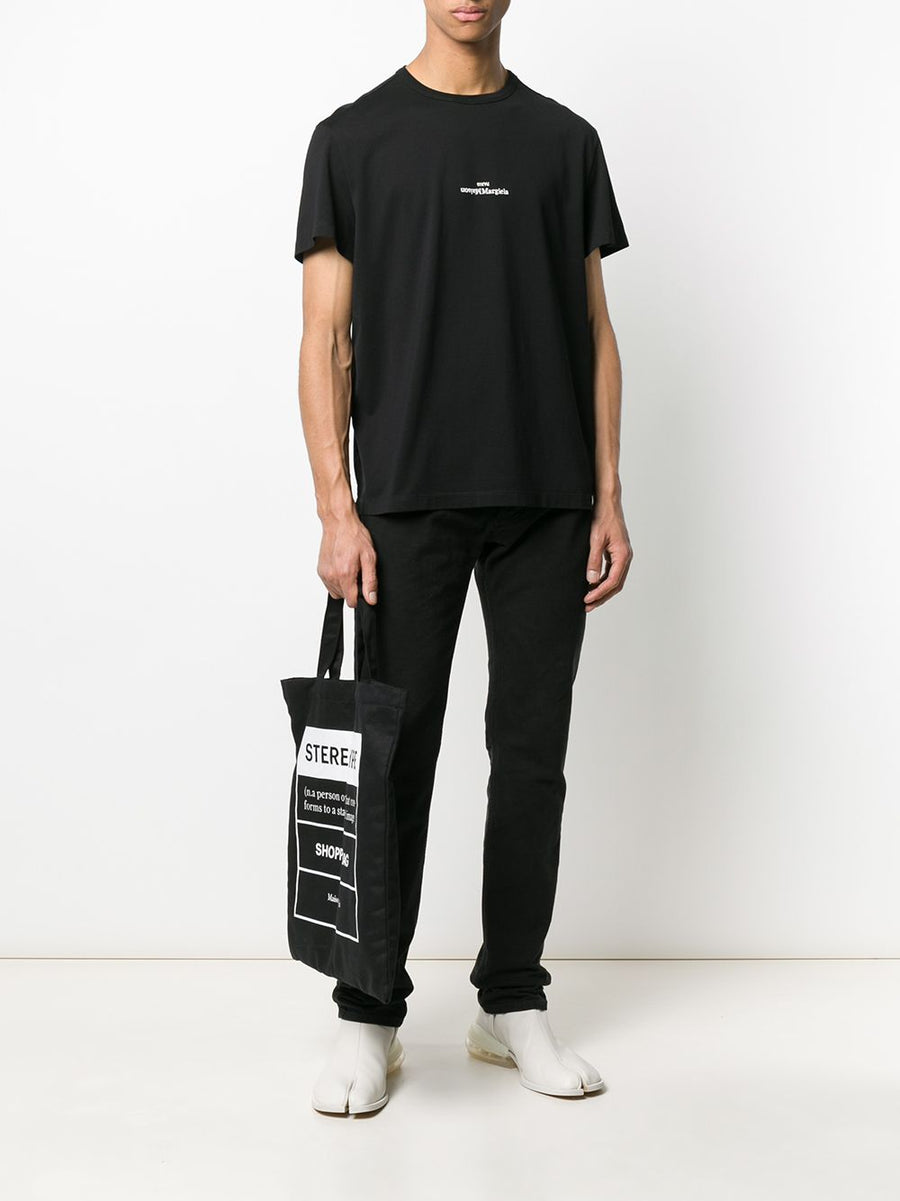 Maison Margiela Distorted Logo Cotton T Shirt For Men Premium Luxury Front Embroidery Everyday Casual