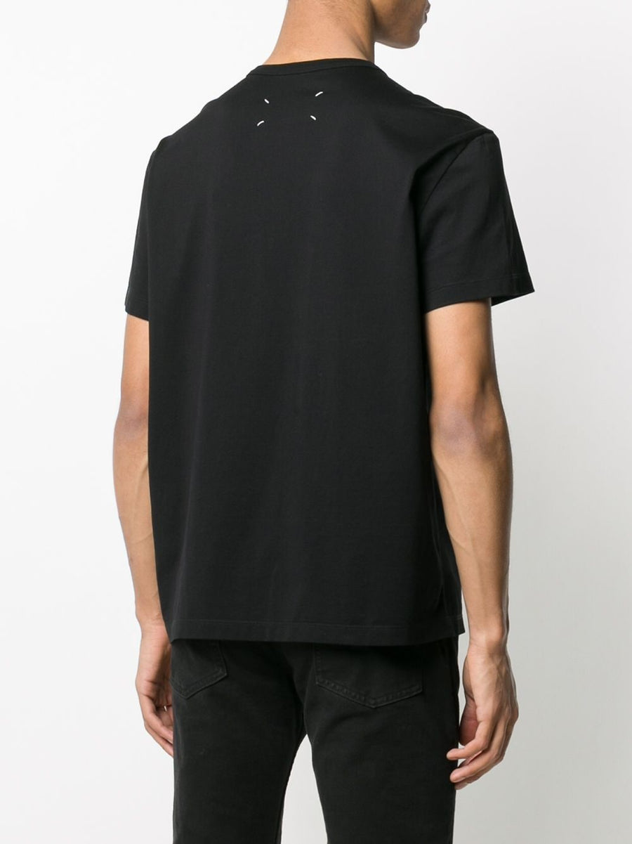 Maison Margiela Distorted Logo Cotton T Shirt For Men Premium Luxury Front Embroidery Everyday Casual