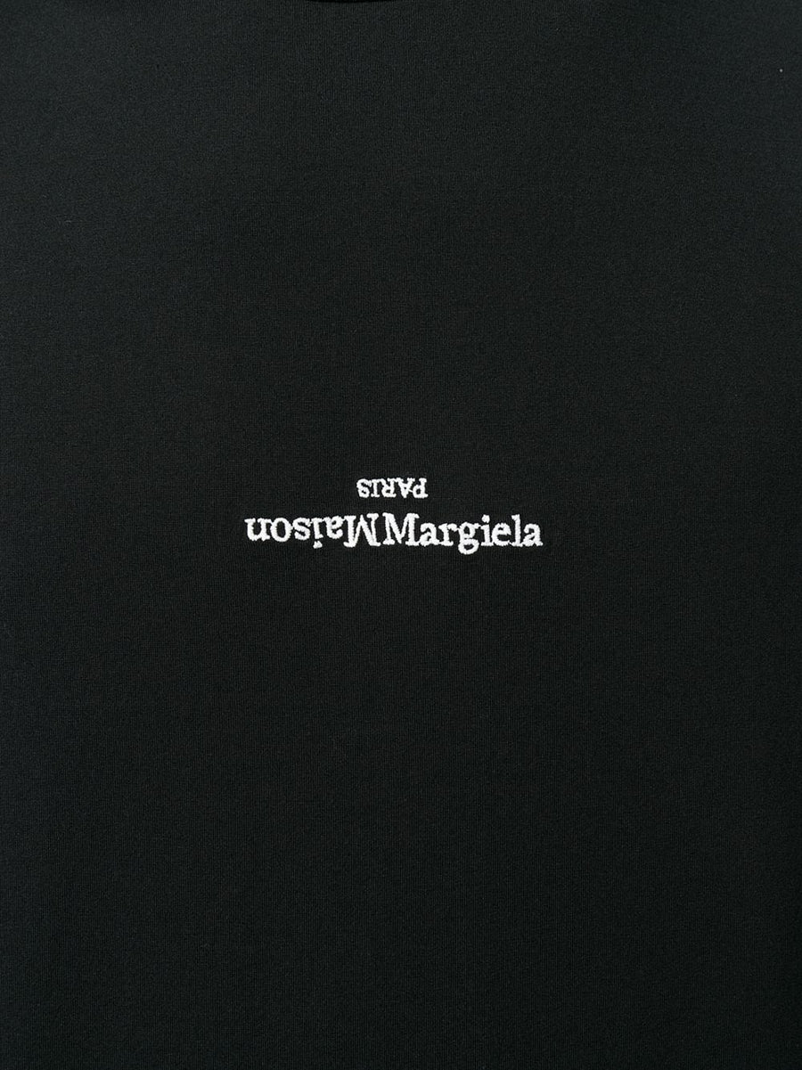 Maison Margiela Distorted Logo Cotton T Shirt For Men Premium Luxury Front Embroidery Everyday Casual