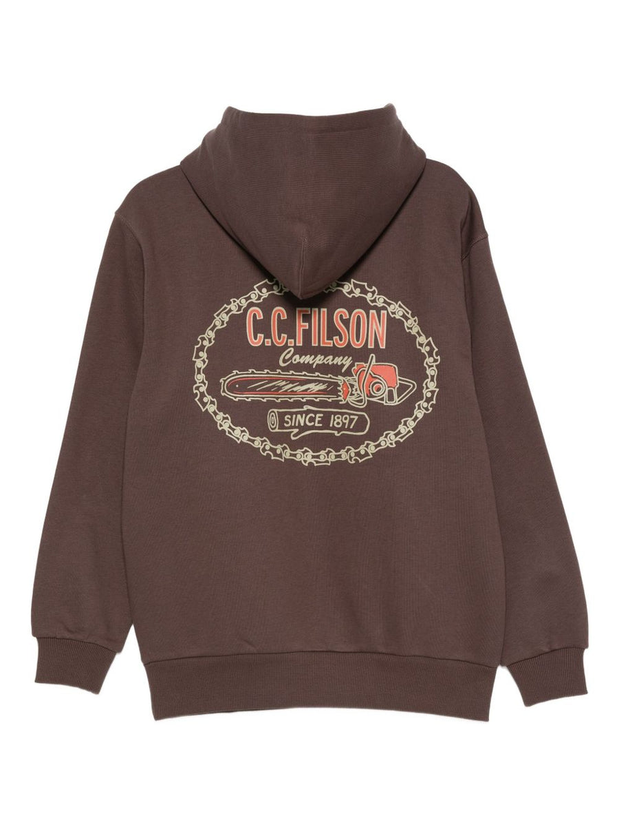Filson Printed Cotton Hoodie For Men With Drawstring Hood Front Pouch Pocket Versatile Everyday Wear