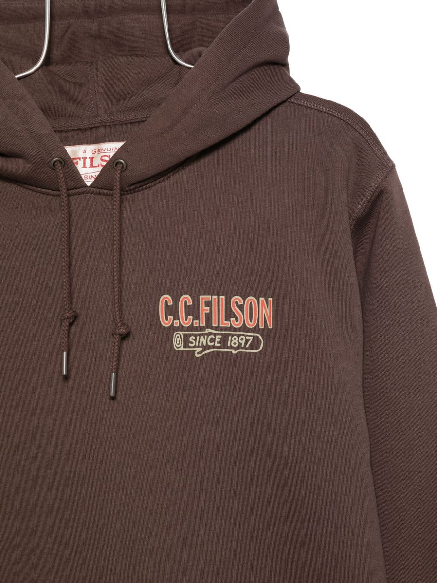 Filson Printed Cotton Hoodie For Men With Drawstring Hood Front Pouch Pocket Versatile Everyday Wear