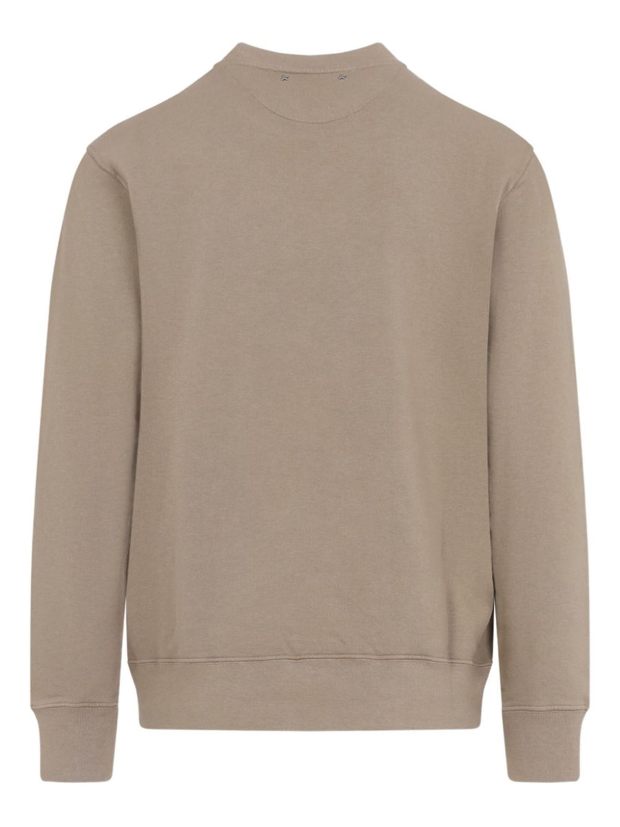 Golden Goose Logo Cotton Sweatshirt For Men Beige 100 Percent Cotton Signature Print Premium Everyday Layer