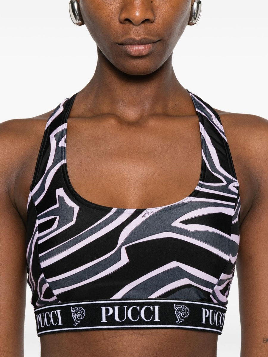 Pucci Racer-Neck Print Bra For Women Luxury Topwear With Anti-UV Stretch Lycra Labirinto Print