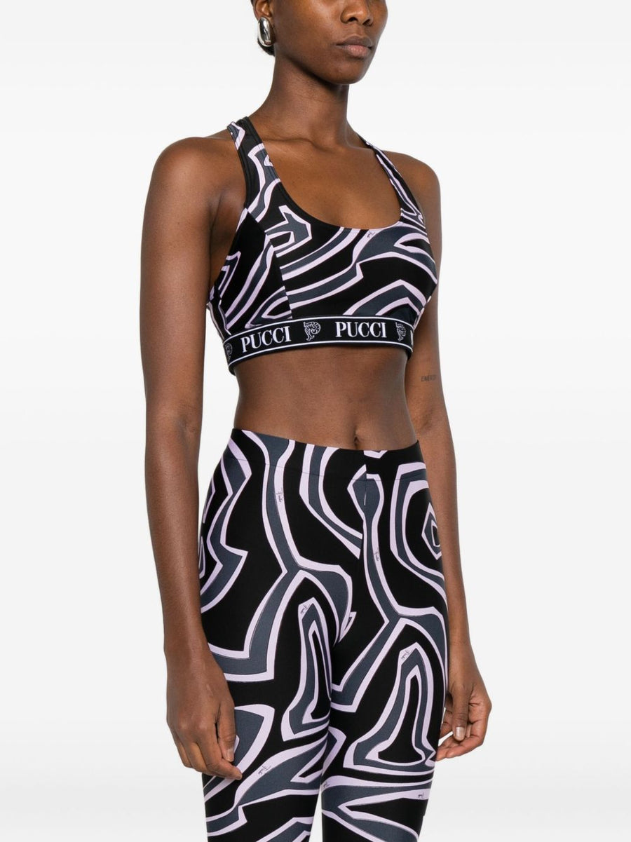 Pucci Racer-Neck Print Bra For Women Luxury Topwear With Anti-UV Stretch Lycra Labirinto Print