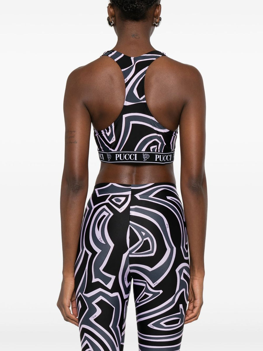 Pucci Racer-Neck Print Bra For Women Luxury Topwear With Anti-UV Stretch Lycra Labirinto Print