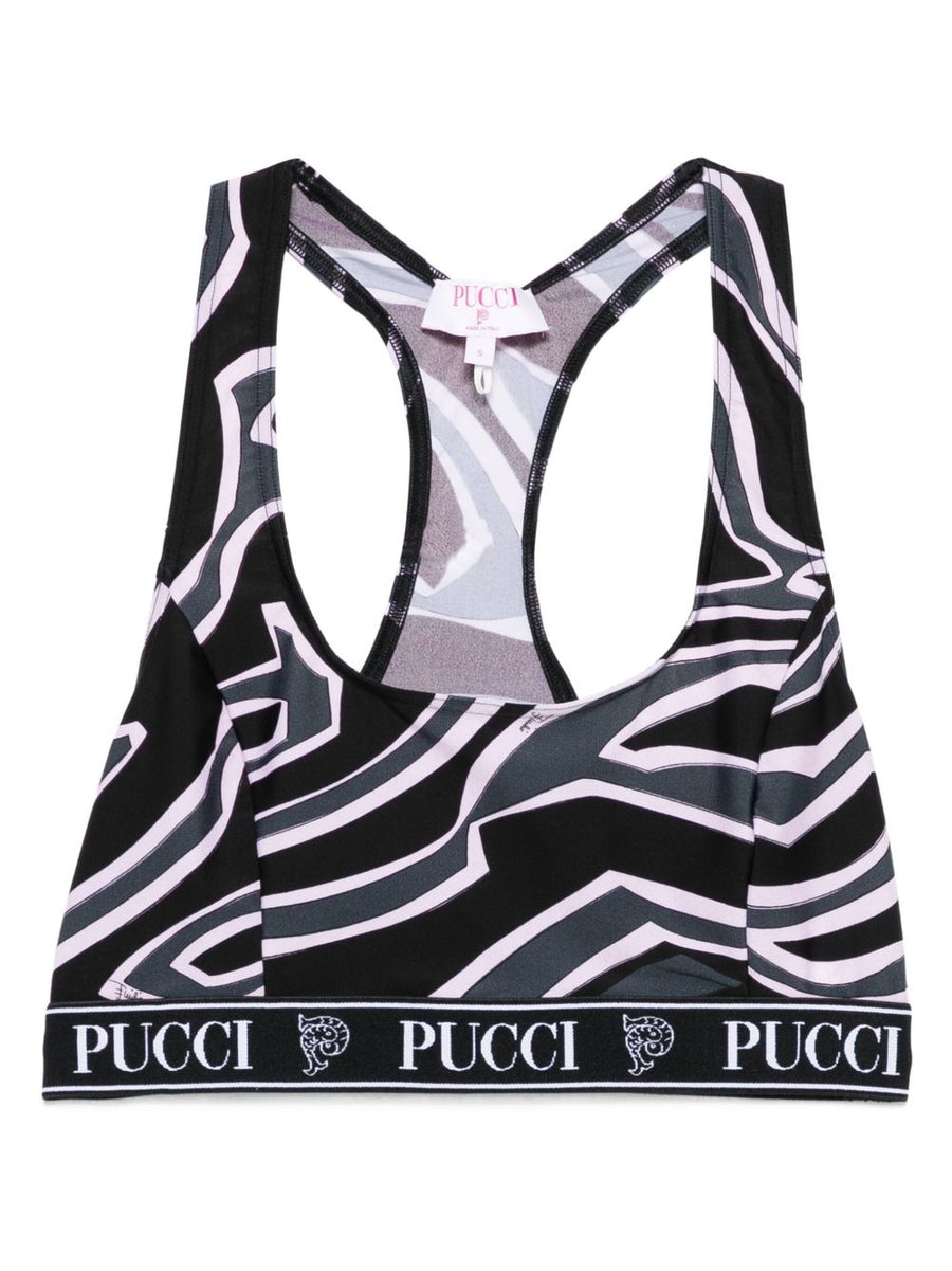 Pucci Racer-Neck Print Bra For Women Luxury Topwear With Anti-UV Stretch Lycra Labirinto Print