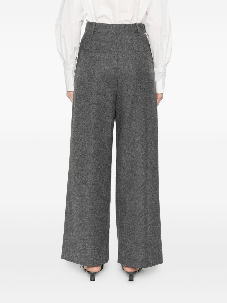 Susanne Bommer Cotton Blend Trousers Grey High Waist Wide Leg For Women Versatile Everyday Wear
