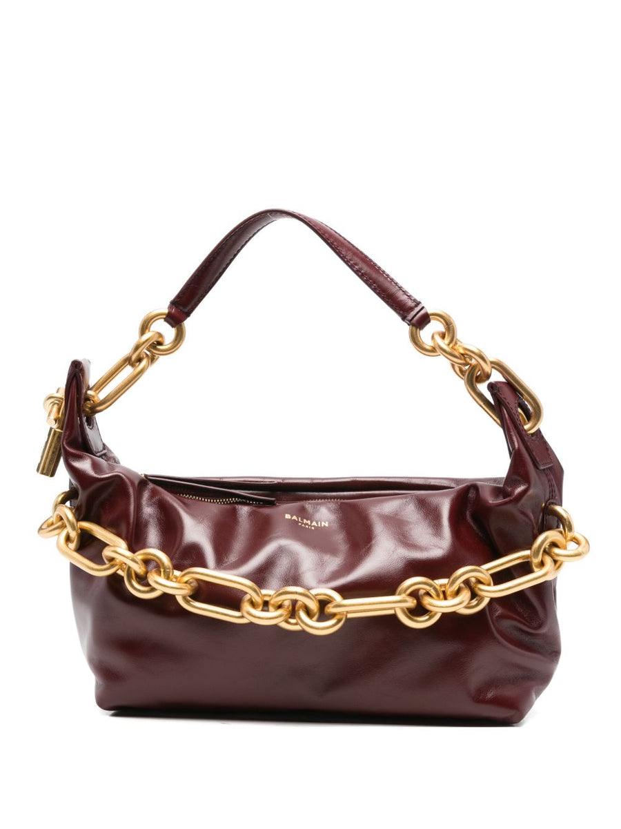 Balmain Sync Bag Calfskin Bordeaux One Size Luxurious Versatile Shoulder Bag For Women