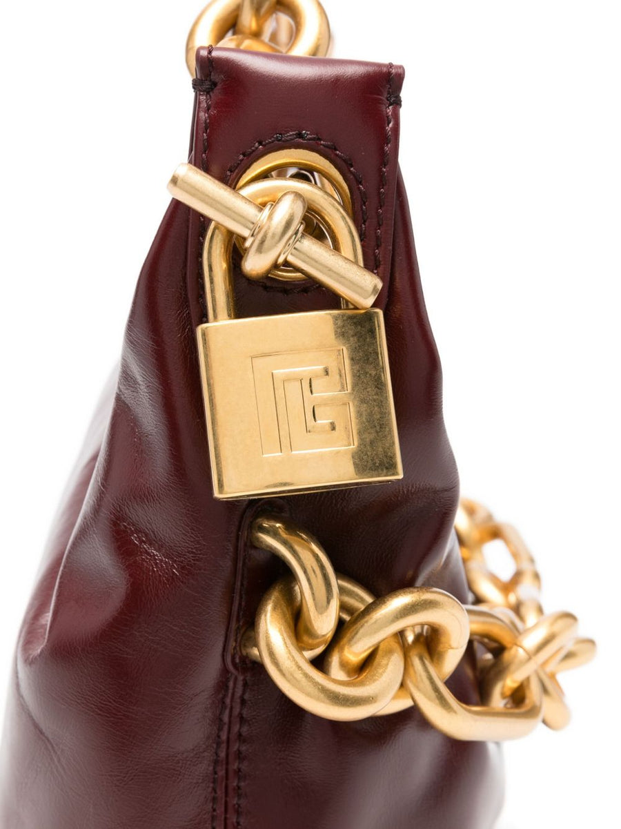 Balmain Sync Bag Calfskin Bordeaux One Size Luxurious Versatile Shoulder Bag For Women