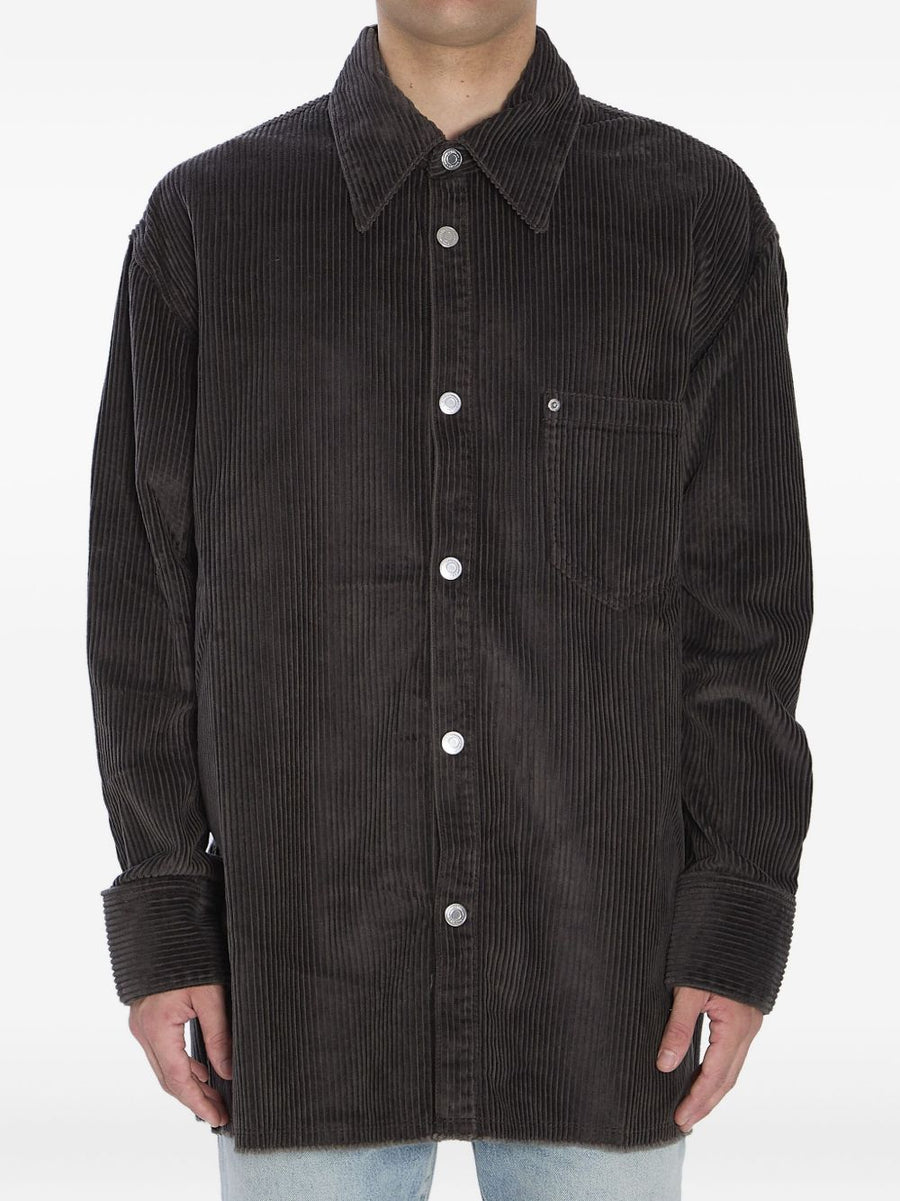 Ami Paris Cotton Corduroy Overshirt For Men With Patch Pockets Versatile Everyday Layer