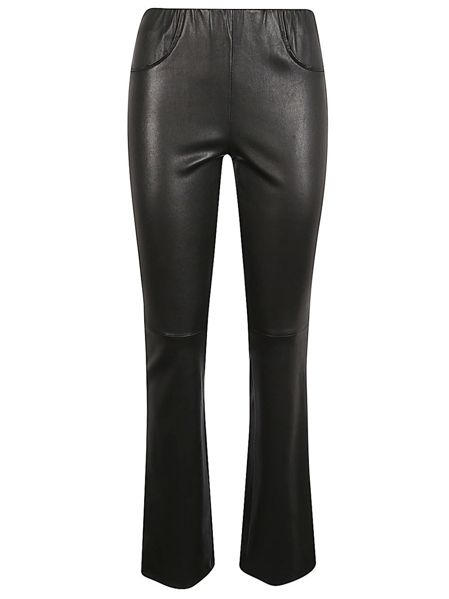 Leather Flared Leg Trousers Via Masini 80 For Women High Waist Polished Silhouette