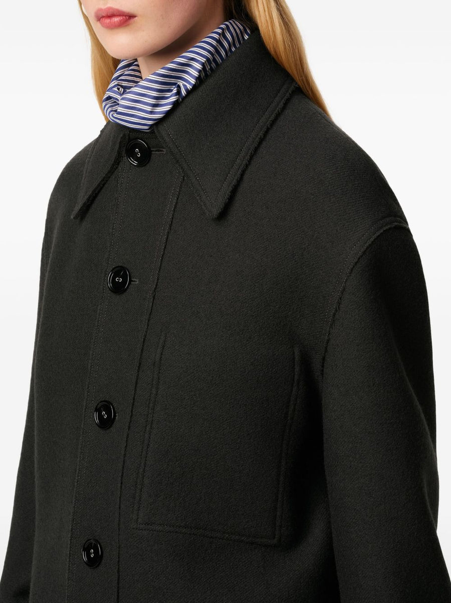 Ami Paris Wool Jacket For Men Luxury Dark Grey Wool With Classic Collar And Button Front
