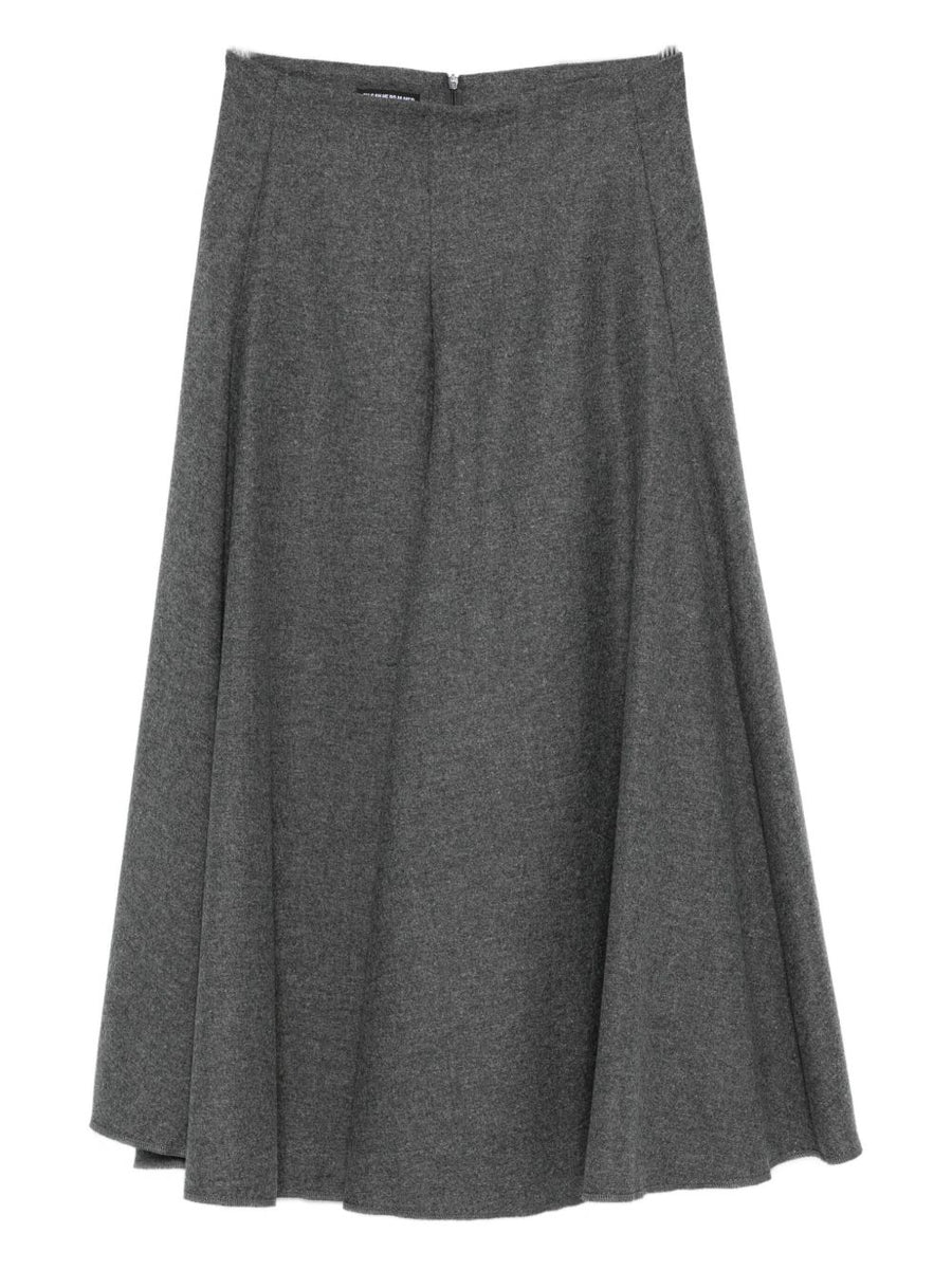 Susanne Bommer A Line Grey Cotton Midi Skirt With Concealed Zip For Women Office Wear